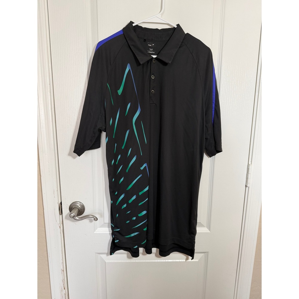 Adidas Golf Mens Black Abstract Graphic Polo Shirt Z78667 Size XL